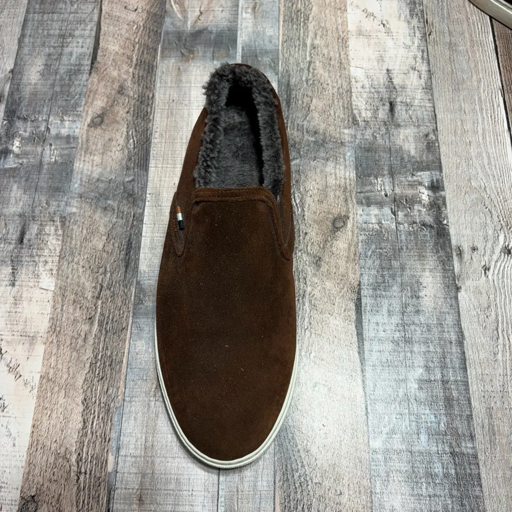 Allen Edmonds Slip On Men 10 3E Brown Suede Shearling Lined Sneaker 4830 Wide